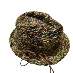 Goorin Brothers Hat Pork Pie Fitted Womens M Green Knit Wool Winter Tweed